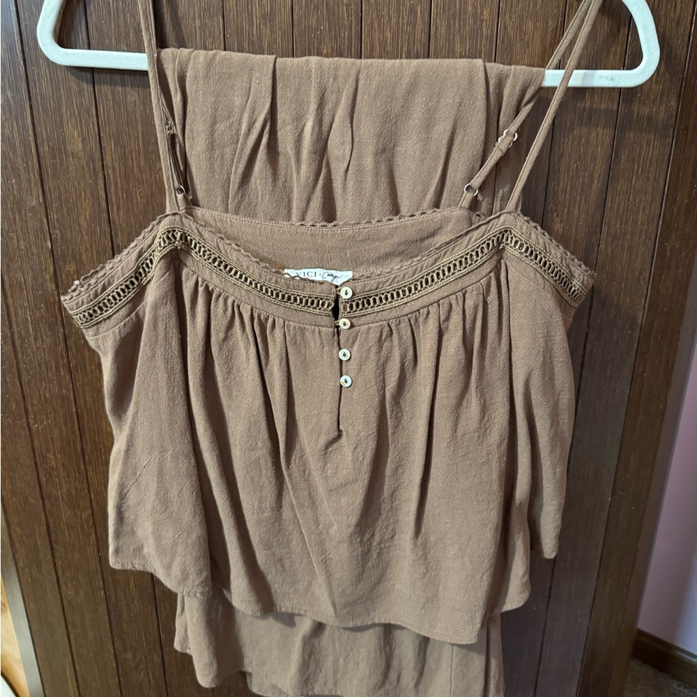 Vici Tan Pleated Tiered Camisole